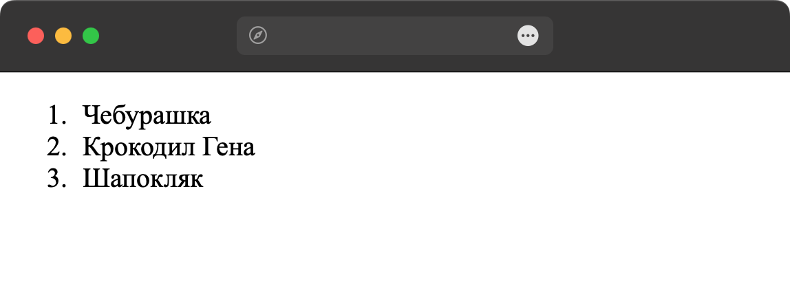 Вид нумерованного списка в браузере 