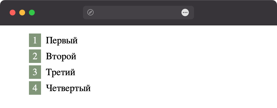 Вид собственной нумерации списка